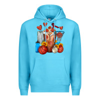 Ocean Blue Basketball Sunflower Frappe Premium Hoodie - FaDigitalArtStudio