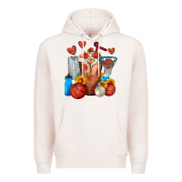 Pale Pink Basketball Sunflower Frappe Premium Hoodie - FaDigitalArtStudio