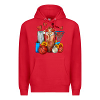 Red Basketball Sunflower Frappe Premium Hoodie - FaDigitalArtStudio