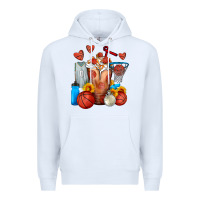 White Basketball Sunflower Frappe Premium Hoodie - FaDigitalArtStudio