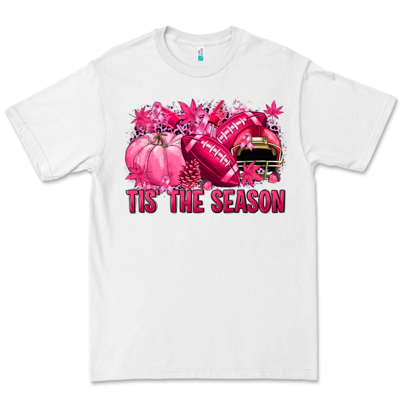 Tis' The Season Football Breast Cancer Premium Tee by NancyCooperArtShop | Teevron