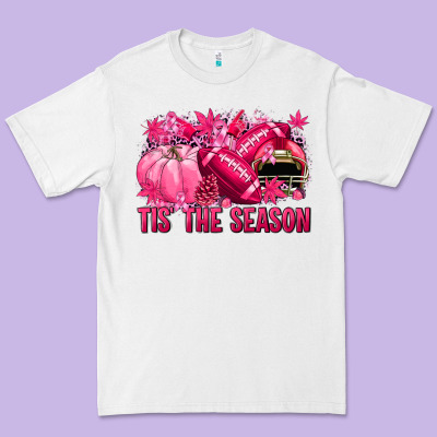Tis' The Season Football Breast Cancer Premium Tee Designed By Nancycooperartshop