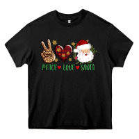 Black peace love Santa Heavy Core Tee - AdoDesignShop