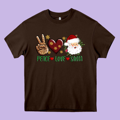 Peace Love Santa Heavy Core Tee Designed By Adodesignshop