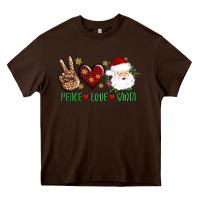 Chocolate Brown peace love Santa Heavy Core Tee - AdoDesignShop