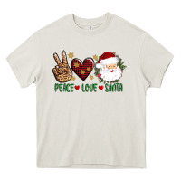 Cream peace love Santa Heavy Core Tee - AdoDesignShop