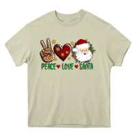 Mossy peace love Santa Heavy Core Tee - AdoDesignShop