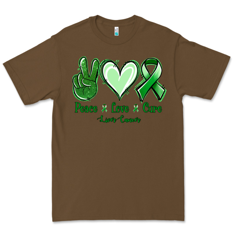 Peace Love Cure Liver Cancer Premium Tee by NancyCooperArtShop | Teevron