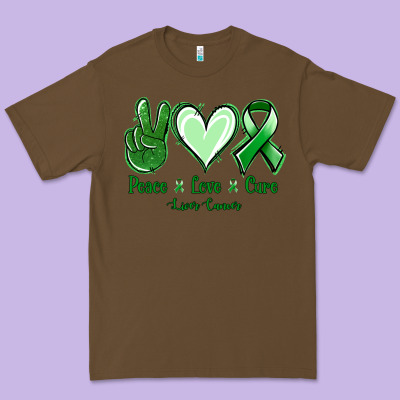 Peace Love Cure Liver Cancer Premium Tee Designed By Nancycooperartshop