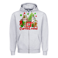 Heather Grey current mood christmas Zipper Hoodie - OliviaCreatesArt