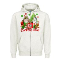 Oatmeal Heather current mood christmas Zipper Hoodie - OliviaCreatesArt
