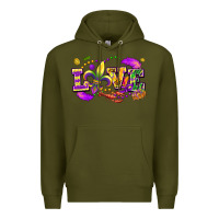 Army Green Love Mardi Gras Premium Hoodie - FaDigitalArtStudio
