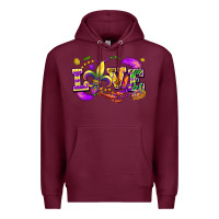 Burgundy Love Mardi Gras Premium Hoodie - FaDigitalArtStudio