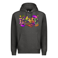 Charcoal Heather Love Mardi Gras Premium Hoodie - FaDigitalArtStudio