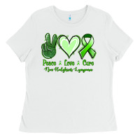 White Peace Love Cure Non Hodgkins Lympoma Ladies Tee - Jasminsmagicworld