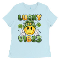Baby Blue lucky vibes Ladies Tee - MaliasSmallBusiness