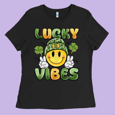 Lucky Vibes Ladies Tee Designed By Maliassmallbusiness
