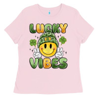 Bubblegum Pink lucky vibes Ladies Tee - MaliasSmallBusiness