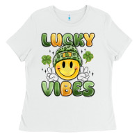 White lucky vibes Ladies Tee - MaliasSmallBusiness