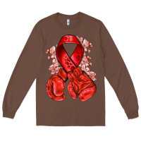 Chestnut Red ribbon with boxing gloves Long Sleeve Tee - NancyCooperArtShop