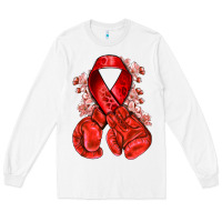 White Red ribbon with boxing gloves Long Sleeve Tee - NancyCooperArtShop