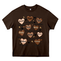 Chocolate Brown black history month hearts Heavy Core Tee - MaliasSmallBusiness
