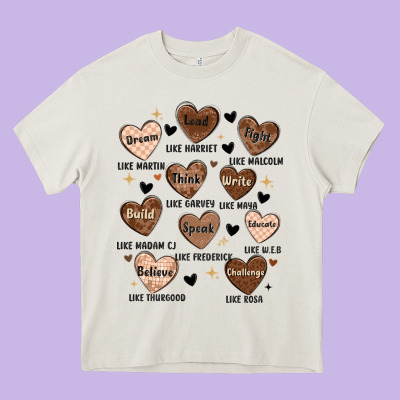 Black History Month Hearts Heavy Core Tee Designed By Maliassmallbusiness