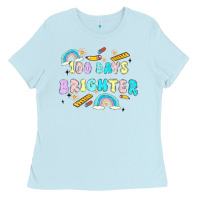 Baby Blue 100 days brighter Ladies Tee - MaliasSmallBusiness