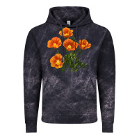 Cloud Black California Poppy Flower Vintage Hoodie - RanaPortraitStore