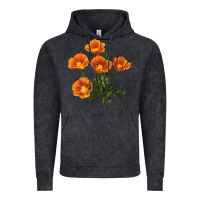 Vintage Black California Poppy Flower Vintage Hoodie - RanaPortraitStore