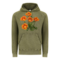 Vintage Olive California Poppy Flower Vintage Hoodie - RanaPortraitStore