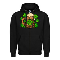 Black St. Patrick's Beer and shamrock Zipper Hoodie - OliviaCreatesArt