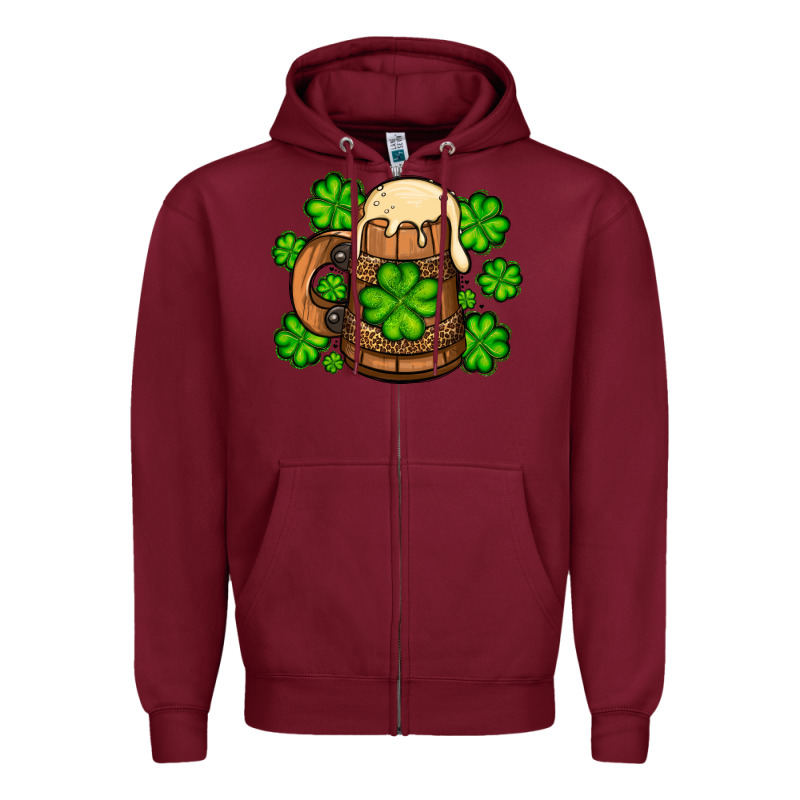 St. Patrick's Beer And Shamrock Zipper Hoodie by OliviaCreatesArt | Teevron