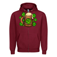 Burgundy St. Patrick's Beer and shamrock Zipper Hoodie - OliviaCreatesArt