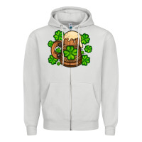 Dove Grey St. Patrick's Beer and shamrock Zipper Hoodie - OliviaCreatesArt
