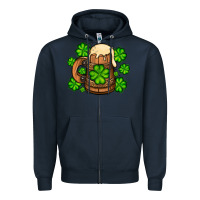 Navy St. Patrick's Beer and shamrock Zipper Hoodie - OliviaCreatesArt