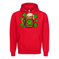 Red St. Patrick's Beer and shamrock Zipper Hoodie - OliviaCreatesArt