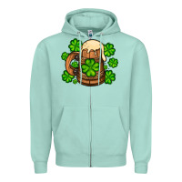 Seafoam St. Patrick's Beer and shamrock Zipper Hoodie - OliviaCreatesArt