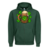 Sports Green St. Patrick's Beer and shamrock Zipper Hoodie - OliviaCreatesArt