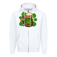 White St. Patrick's Beer and shamrock Zipper Hoodie - OliviaCreatesArt