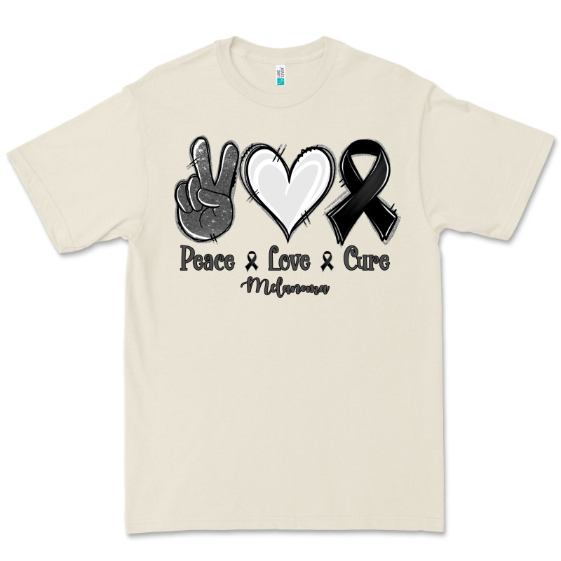 Peace Love Cure Melanoma Cancer Premium Tee by NancyCooperArtShop | Teevron