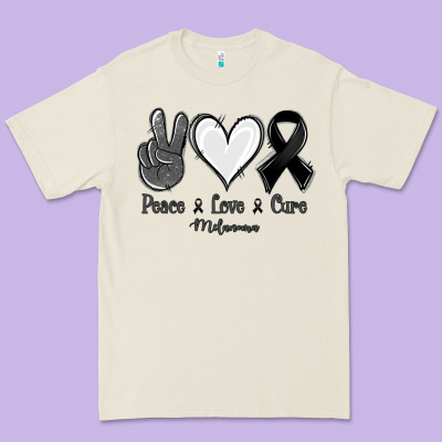 Peace Love Cure Melanoma Cancer Premium Tee Designed By Nancycooperartshop