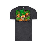 Vintage Black st patricks orange cow with leopard background Vintage Tee - Jasminsmagicworld