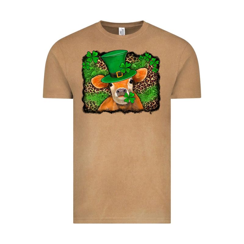St Patricks Orange Cow With Leopard Background Vintage Tee by Jasminsmagicworld | Teevron