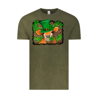 Vintage Olive st patricks orange cow with leopard background Vintage Tee - Jasminsmagicworld