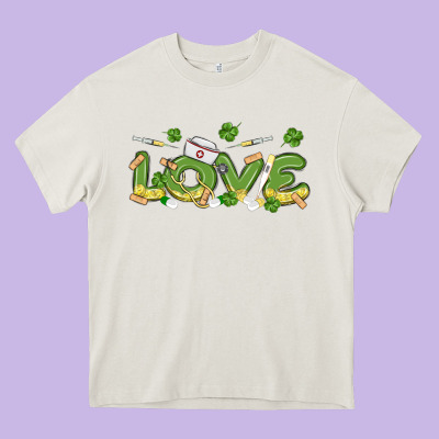 St Patricks Love Nurse Heavy Core Tee Designed By Maliassmallbusiness