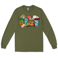 Army Green school bus driver coffee cups Long Sleeve Tee - NancyCooperArtShop