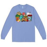 Colony Blue school bus driver coffee cups Long Sleeve Tee - NancyCooperArtShop