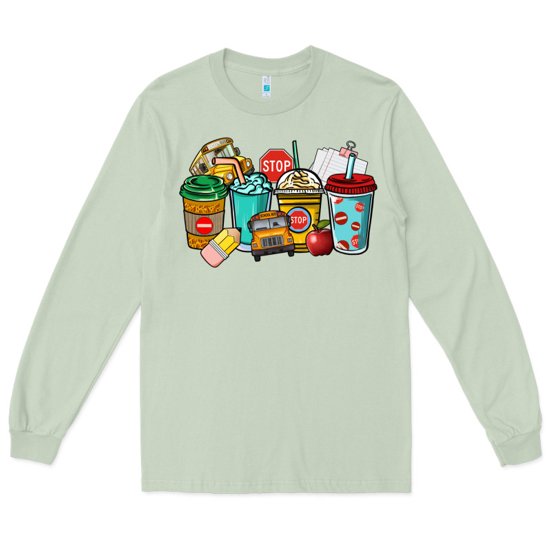 School Bus Driver Coffee Cups Long Sleeve Tee by NancyCooperArtShop | Teevron