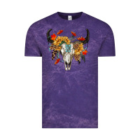 Cloud Purple Fall Bull Skull Vintage Tee - RanaPortraitStore